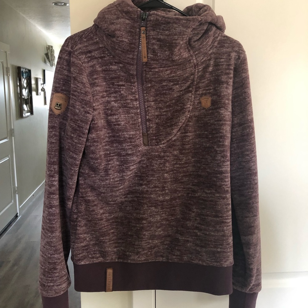 Purple fleece Naketano 1/4 zip hoodie.